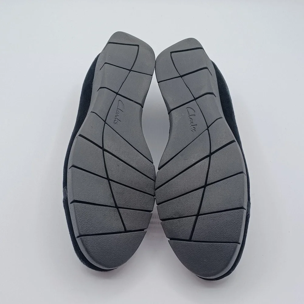 Clarks Artisan Wedge Pumps Womens 9.5 Black Suede Slip On‎ Shoes NEW